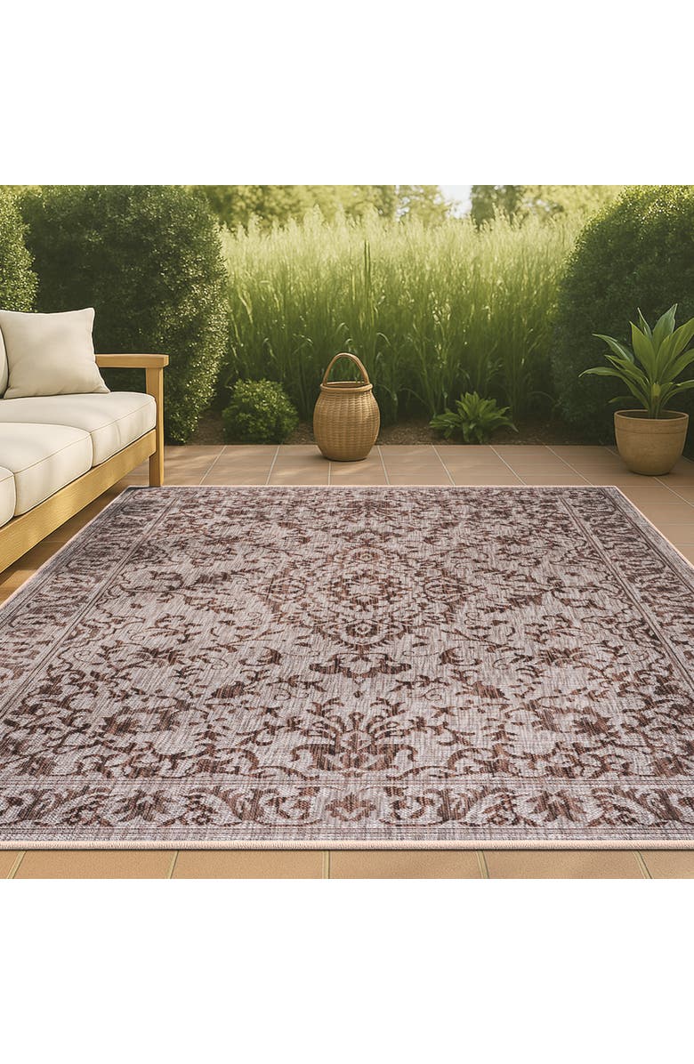 JONATHAN Y Jerash Ornate Medallion Indoor/Outdoor Area Rug, Alternate, color, Brown/Beige