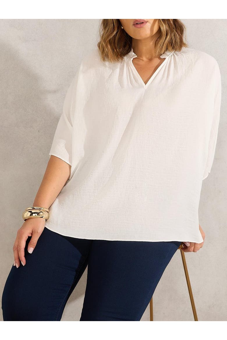 Dolman Sleeve Gathered Neck Top, Alternate, color, Ivory