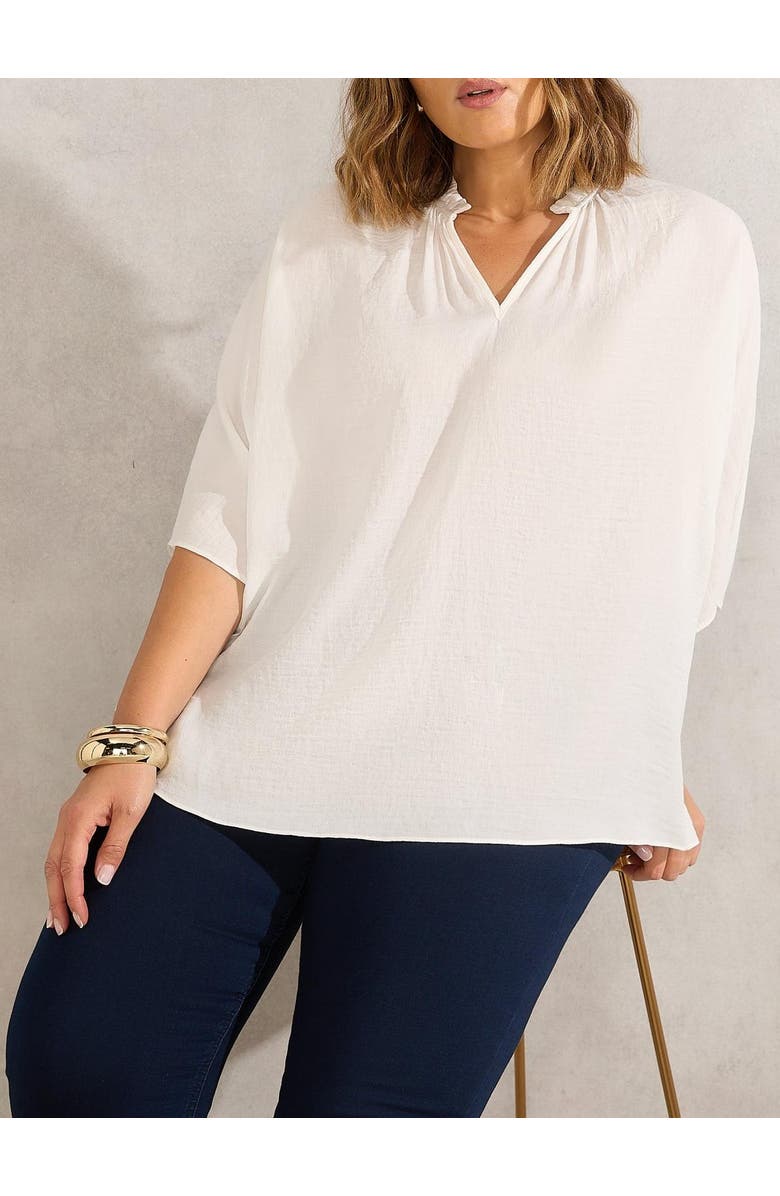 Live Unlimited Dolman Sleeve Gathered Neck Top, Alternate, color, Ivory