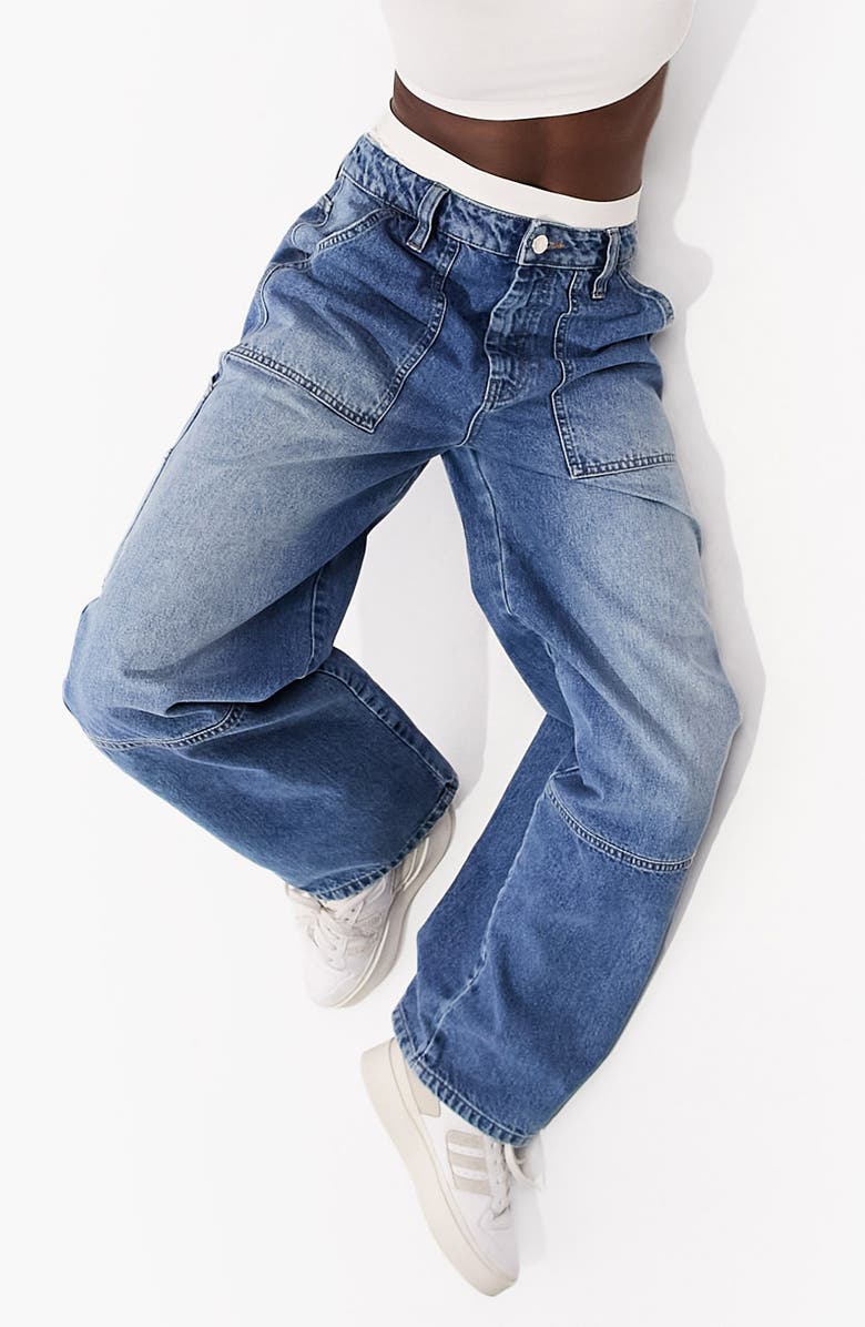 ASOS DESIGN Wide Leg Cargo Jeans, Alternate, color, 