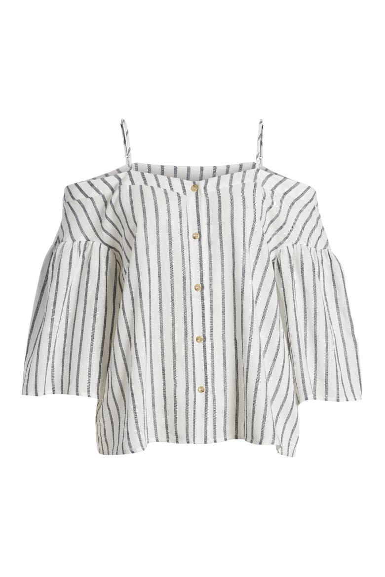 Stripe Off the Shoulder Top, Alternate, color, NAVY PEACOAT STRIPE
