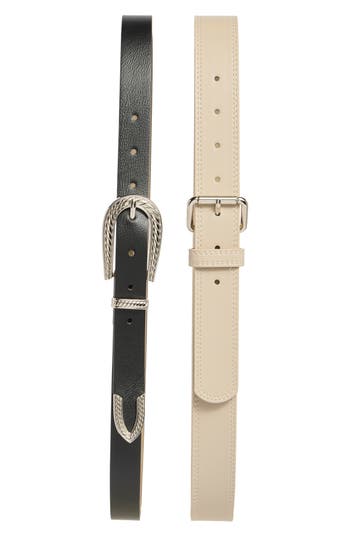 Steve Madden Assorted 2-pack Belts In Black/bone