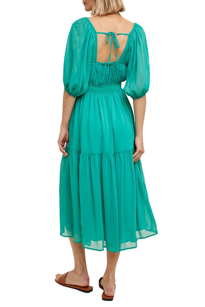 Chiffon Tiered Midi Dress, Alternate, color, GREEN