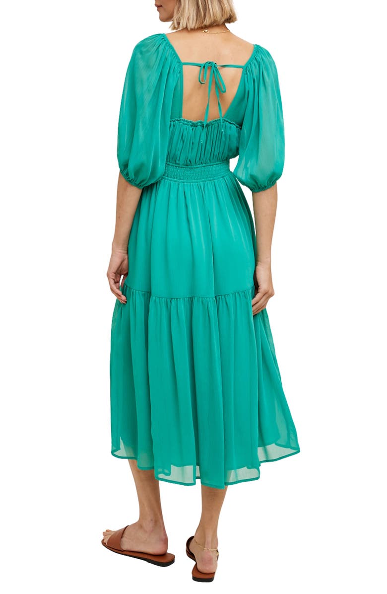 WISHLIST Chiffon Tiered Midi Dress, Alternate, color, Green