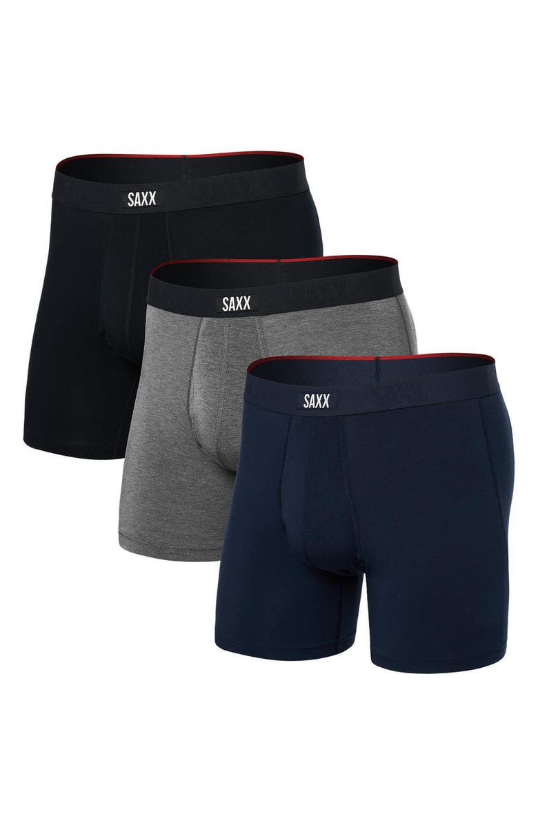 SAXX Assorted 3-Pack Vibe Xtra Super Soft Boxer Briefs, Main, color, Black/ Dark Grey Heather/ Navy