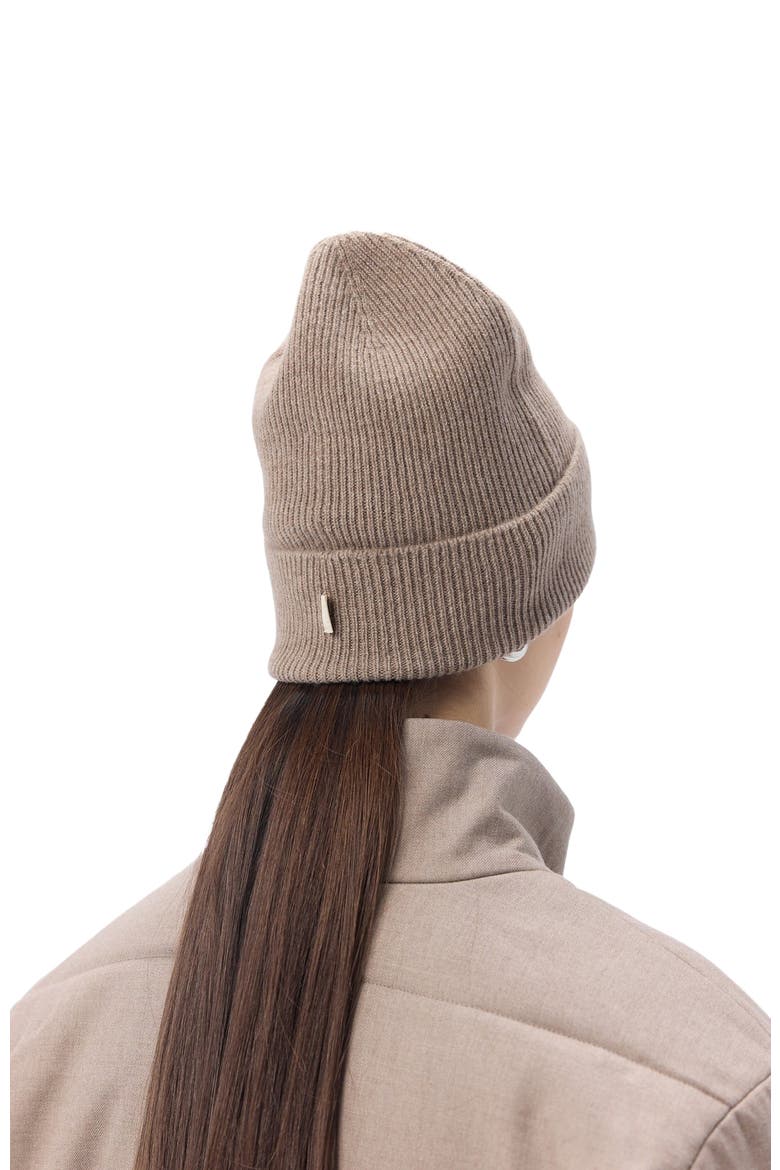 Cashmere Rib Knit Beanie, Alternate, color, taupe