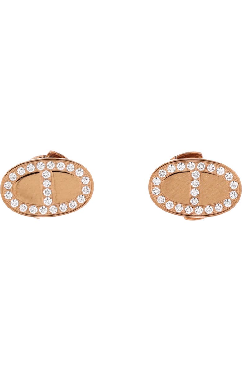 Pre-Owned Hermes Chaine d'Ancre Contour Stud Earrings 18K Rose Gold and Diamonds, Main, color, Rose Gold