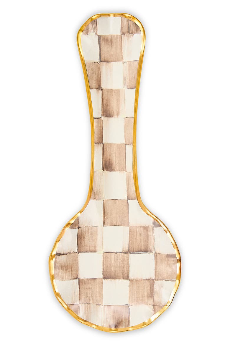 Mocha Check Ceramic Spoon Rest, Alternate, color, MOCHA