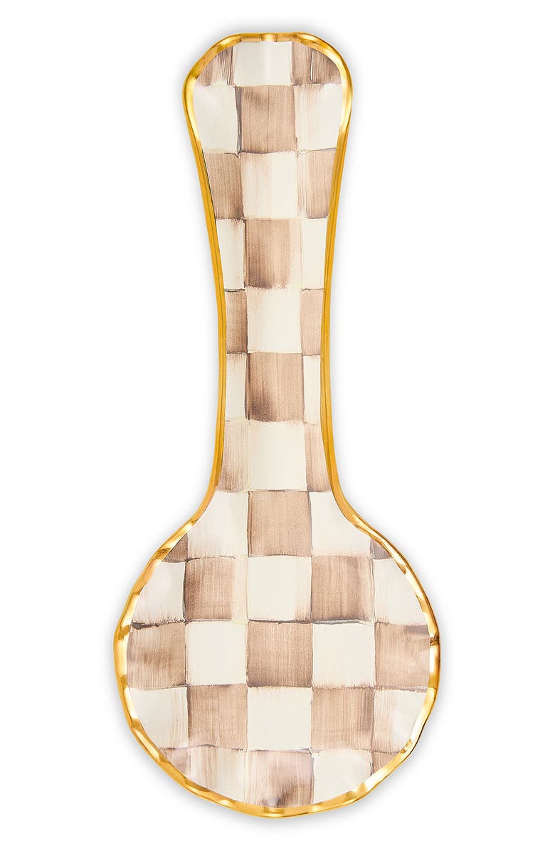 MACKENZIE CHILDS Mocha Check Ceramic Spoon Rest, Alternate, color, Mocha