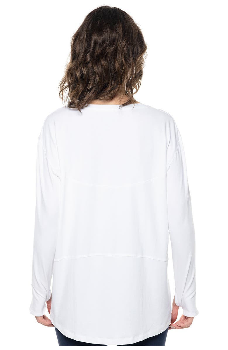Coolibar Women's Drape Long Sleeve T-Shirt, UPF 50+ Sun Protection, West Palm, Alternate, color, White