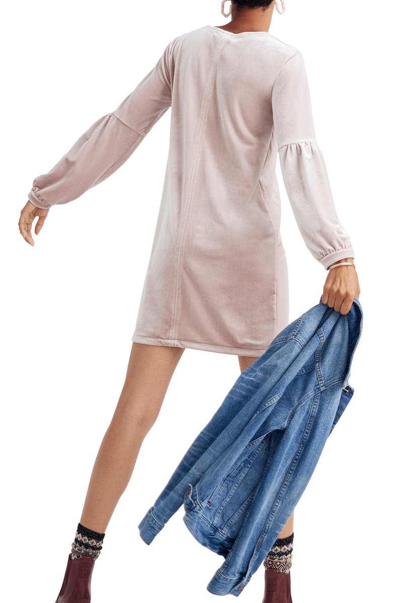 Madewell Balloon Sleeve Velvet Dress, Alternate, color, 