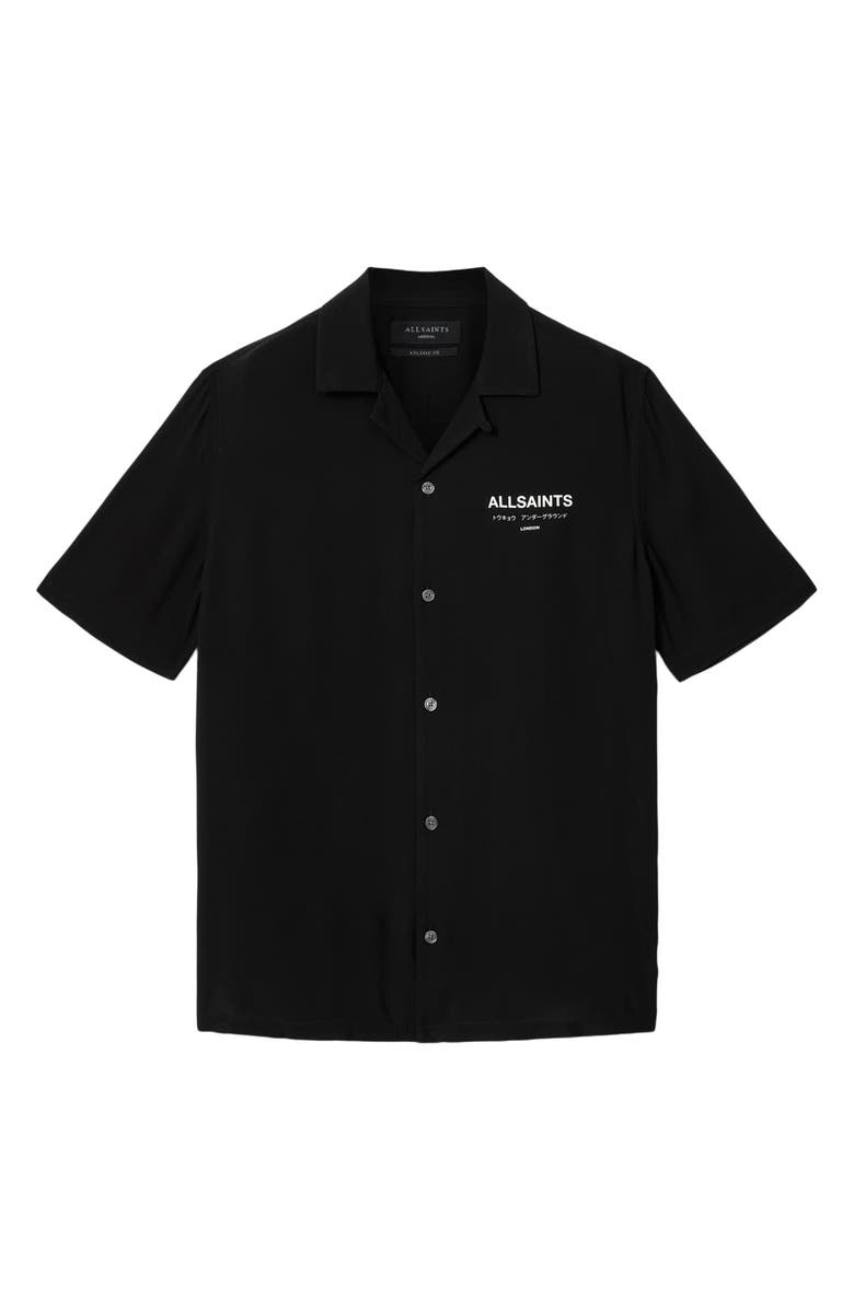 AllSaints Underground Logo Graphic Camp Shirt, Alternate, color,