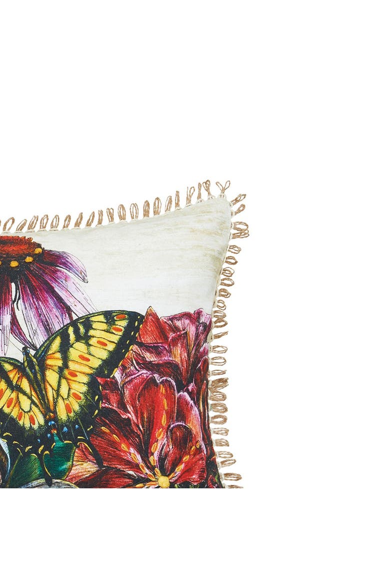 Botanical Flowers & Butterfly HD Printed Cotton Blend Lumbar Accent Pillow 14" x 22", Alternate, color, Yellow