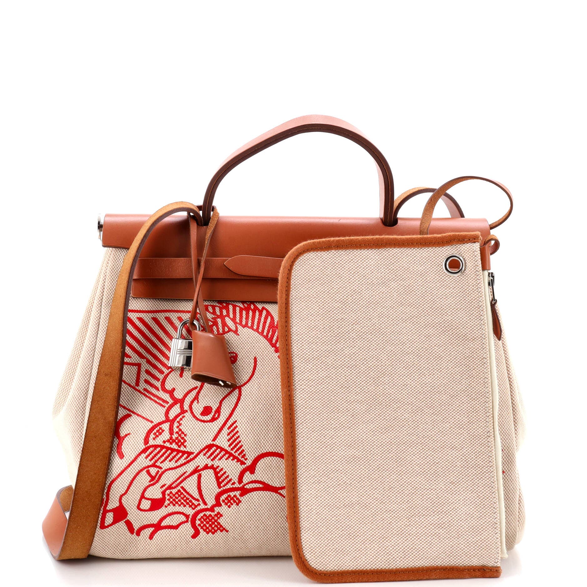 Pre-Owned Hermes Herbag Zip Pegase Pop Toile and Leather 31, Alternate, color, Gold