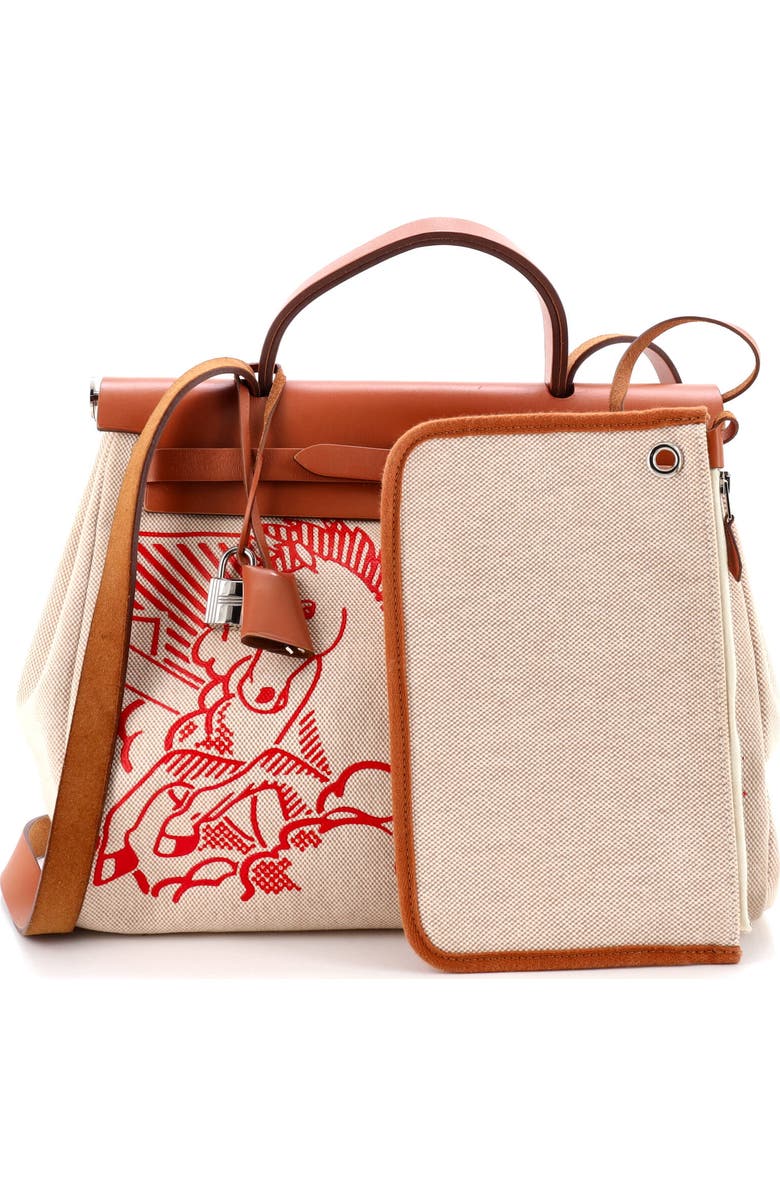 Pre-Owned Hermes Herbag Zip Pegase Pop Toile and Leather 31, Alternate, color, Gold