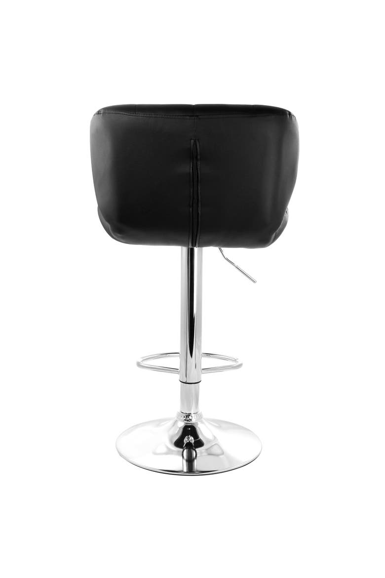 2 Piece Faux Leather Tufted Bar Stool with Adjustable Height, Alternate, color, Black