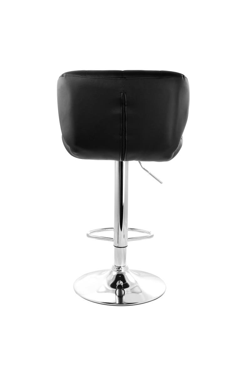 Elama 2 Piece Faux Leather Tufted Bar Stool with Adjustable Height, Alternate, color, Black