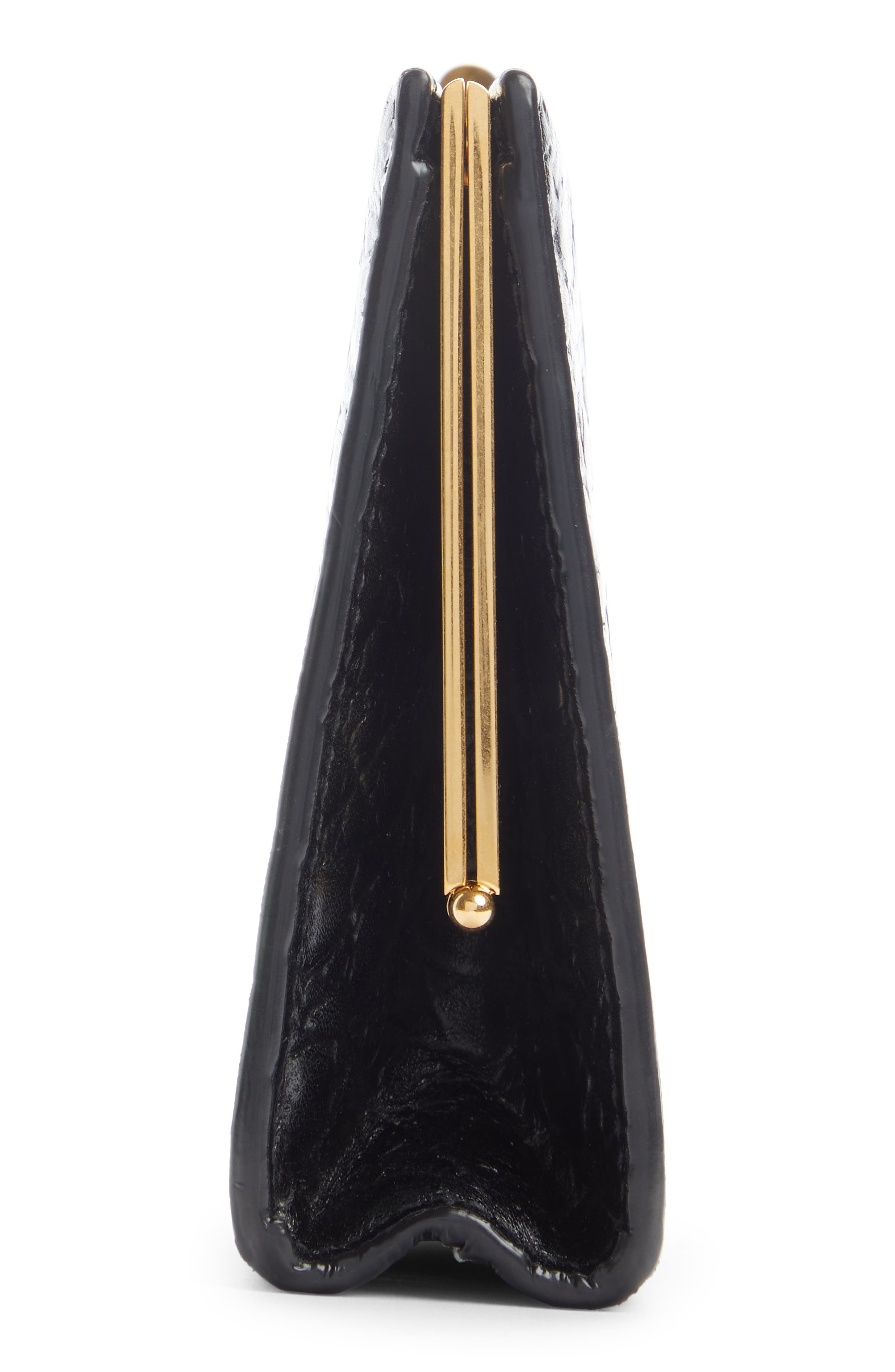 Saint Laurent Large Croc Embossed Leather Frame Clutch, Alternate, color, 