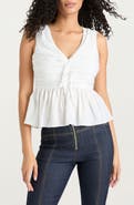 Cinq à Sept Sina Ruched Sleeveless Peplum Top