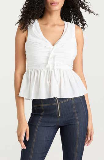 Cinq à Sept Sina Ruched Sleeveless Peplum Top