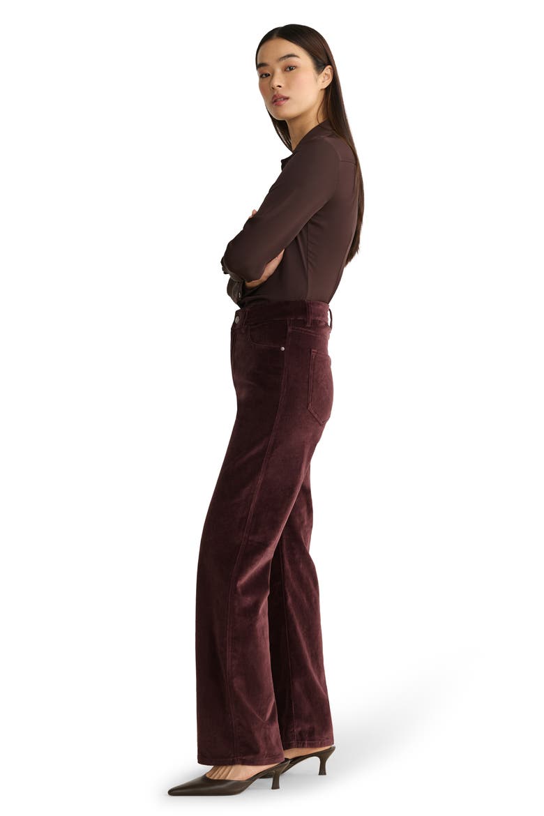 SAT '90s High Waist Relaxed Straight Leg Velvet Pants, Alternate, color, OXBLOOD