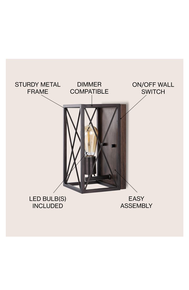 JONATHAN Y Norris 1-Light Farmhouse Rustic Iron LED Sconce, Alternate, color, Oil Rubbed Bronze