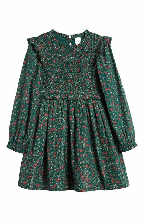 Nordstrom Kids' Floral Metallic Thread Long Sleeve Dress