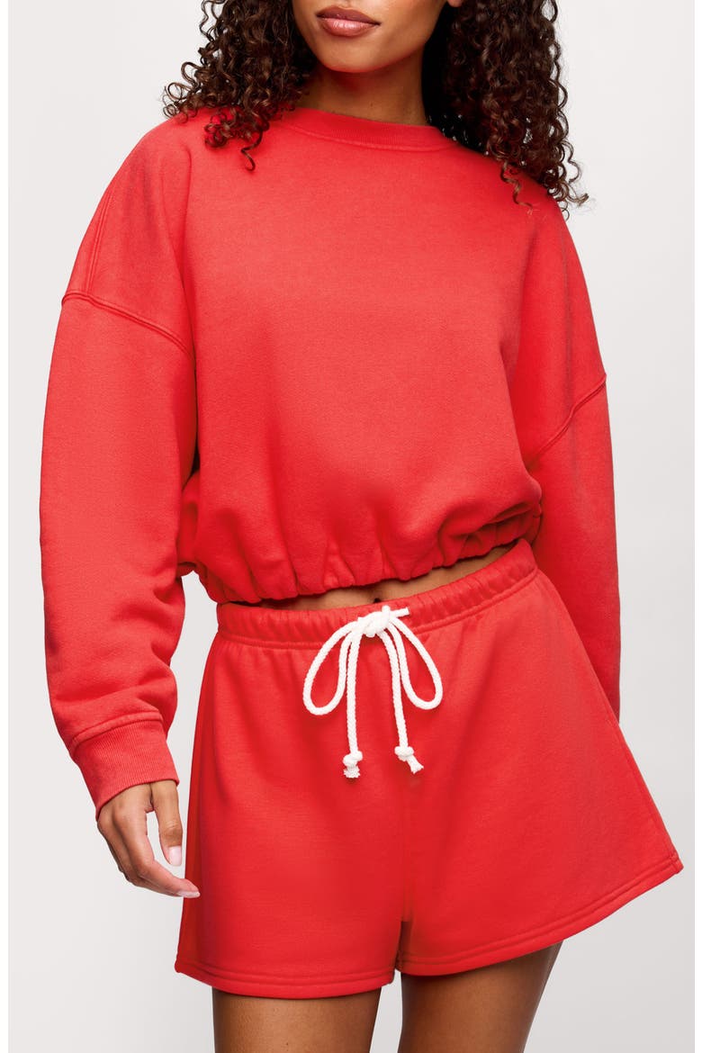 Cinch Waist Fleece Sweatshirt, Main, color, HIBISCUS