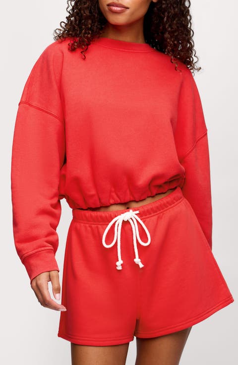 Cinch Waist Fleece Sweatshirt