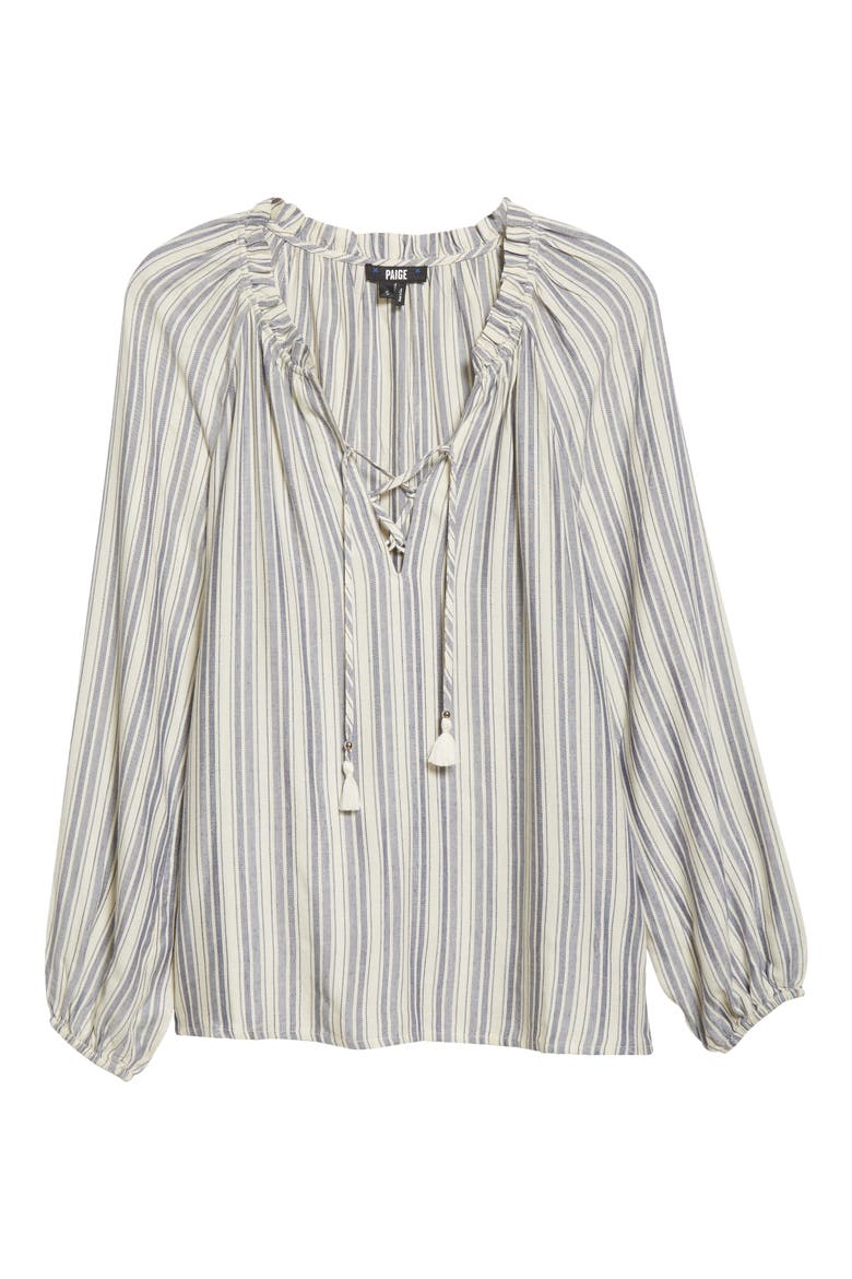 Karra Stripe Ruffle Top, Alternate, color, NAVY/ CREAM