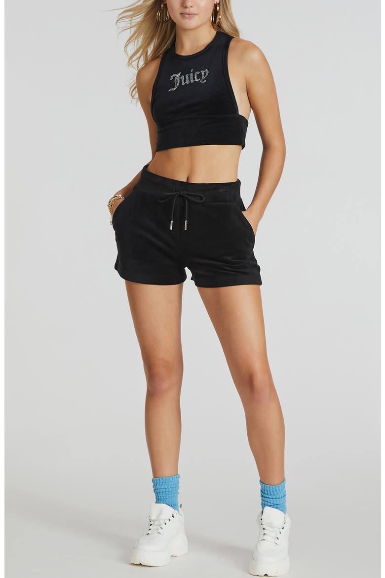 Embellished Racerback Crop Tank Top, Alternate, color, LIQUORICE