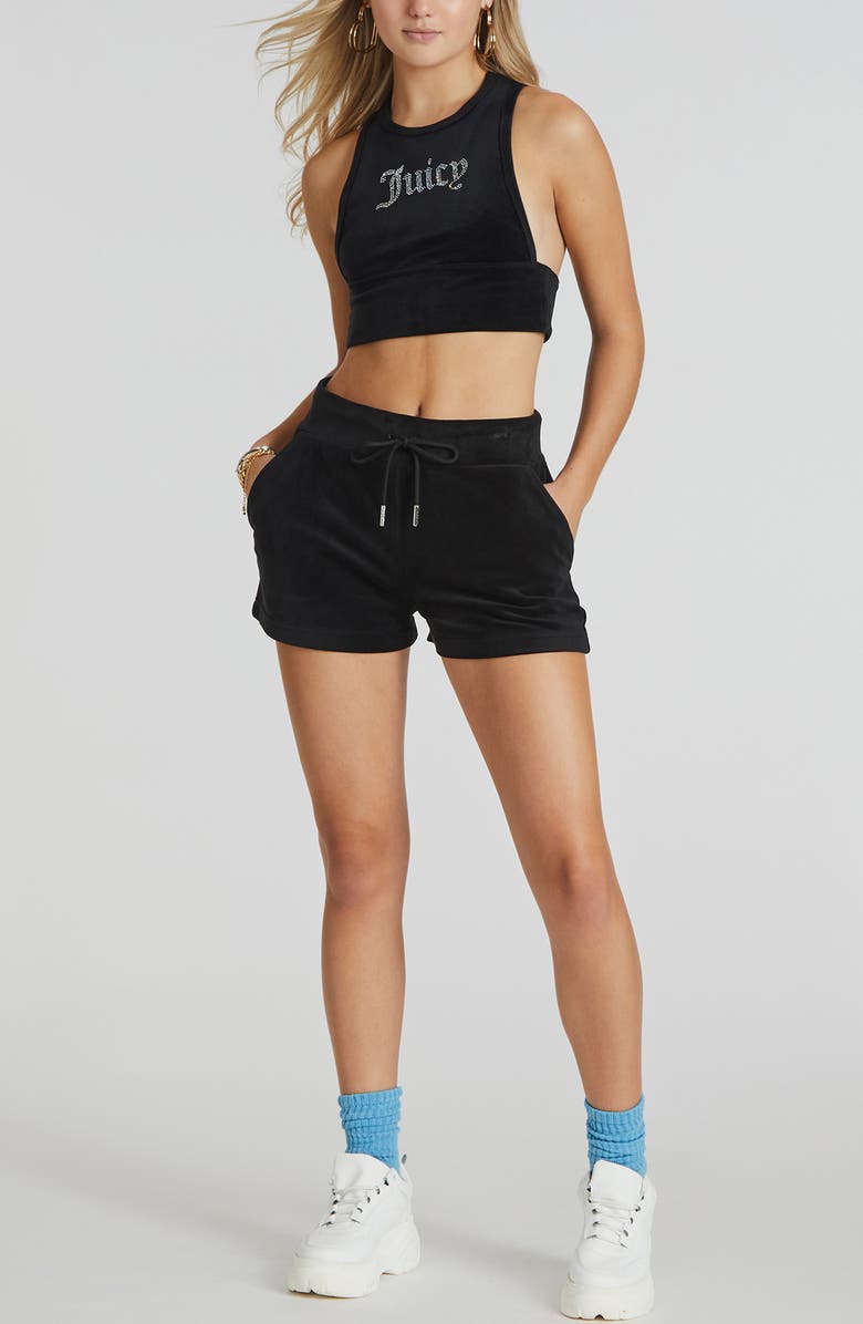 Juicy Couture Embellished Racerback Crop Tank Top, Alternate, color, 