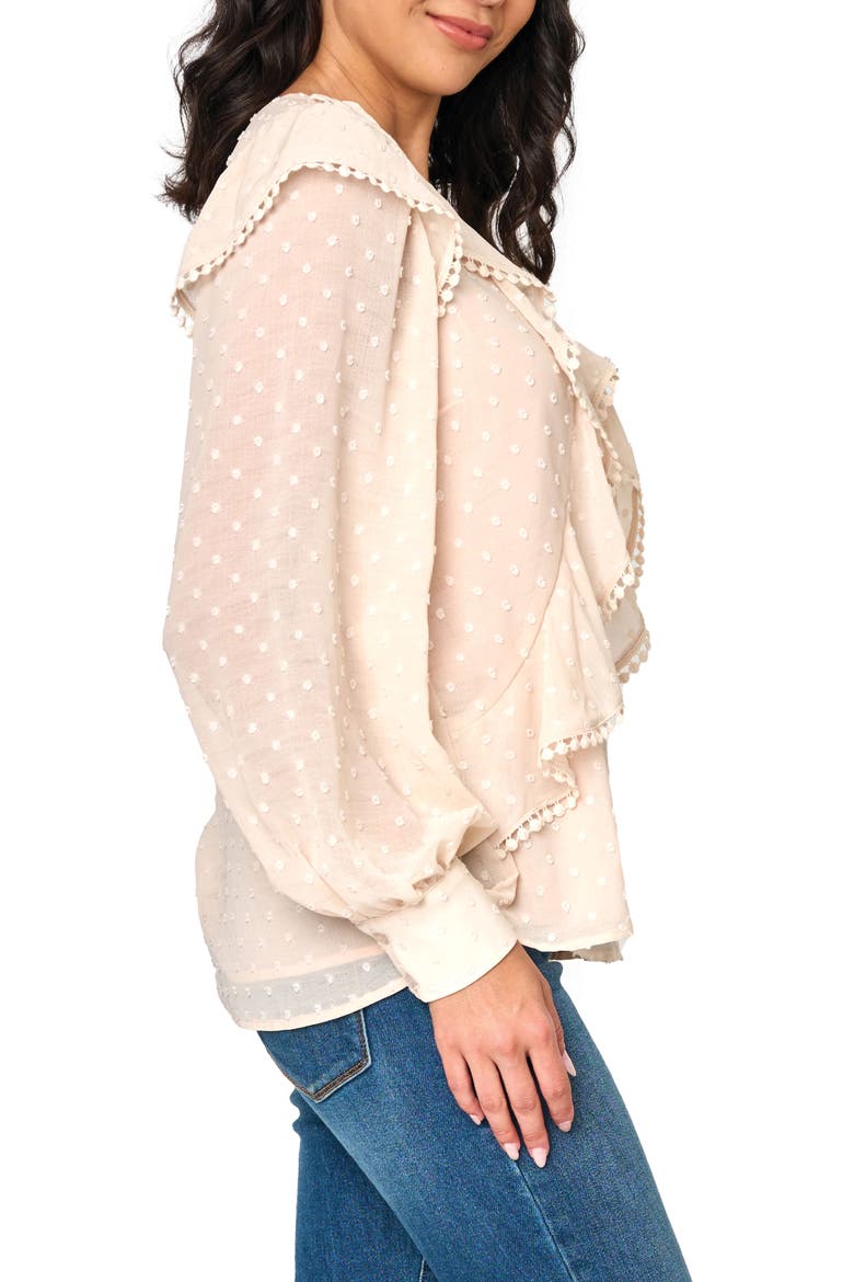 Ophelia Ruffle Clip Dot Chiffon Top, Alternate, color, SHELL PINK