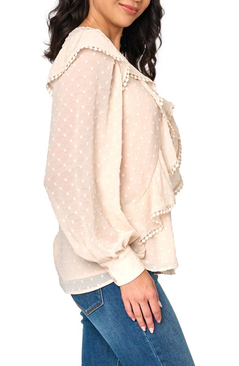 GIBSONLOOK Ophelia Ruffle Clip Dot Chiffon Top, Alternate, color, Shell Pink