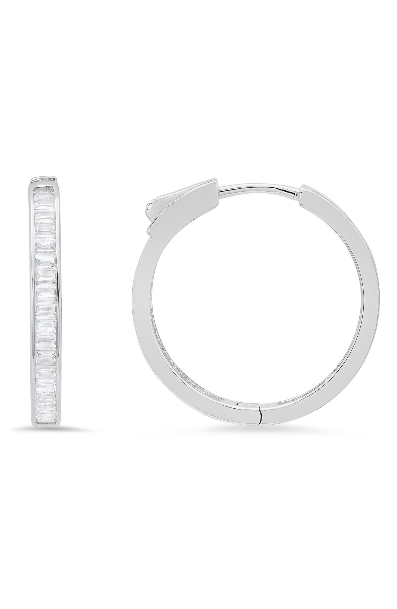 Queen Jewels Sterling Silver Cubic Zirconia Huggie Hoop Earrings