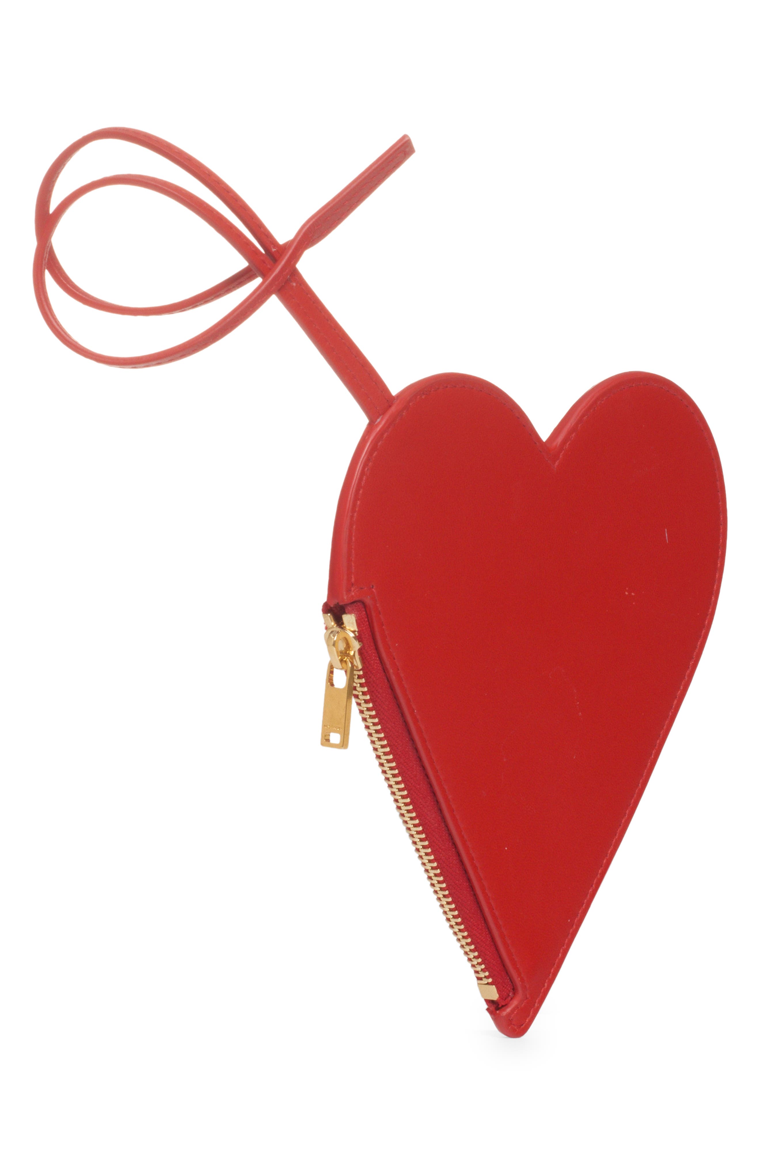 Jil Sander Heart Leather Coin Purse, Alternate, color, 