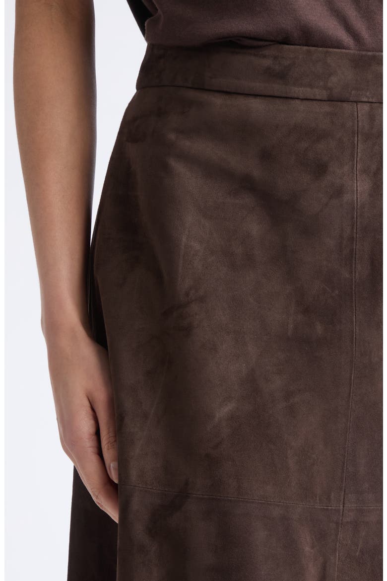 Fiorire Suede Skirt, Alternate, color, BROWN