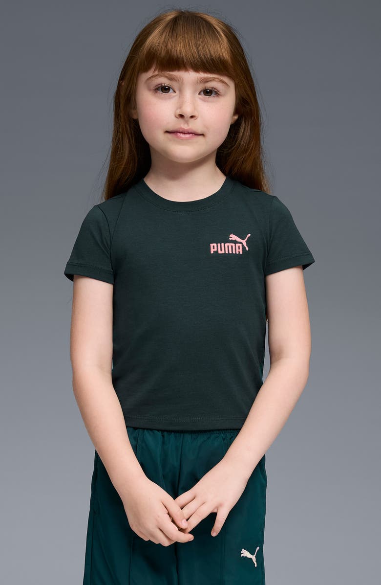 PUMA Kids' Foundations Stretch Cotton T-Shirt, Alternate, color, Green Terrain