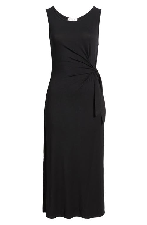 Loveappella Side Tie Sleeveless Midi Dress In Black