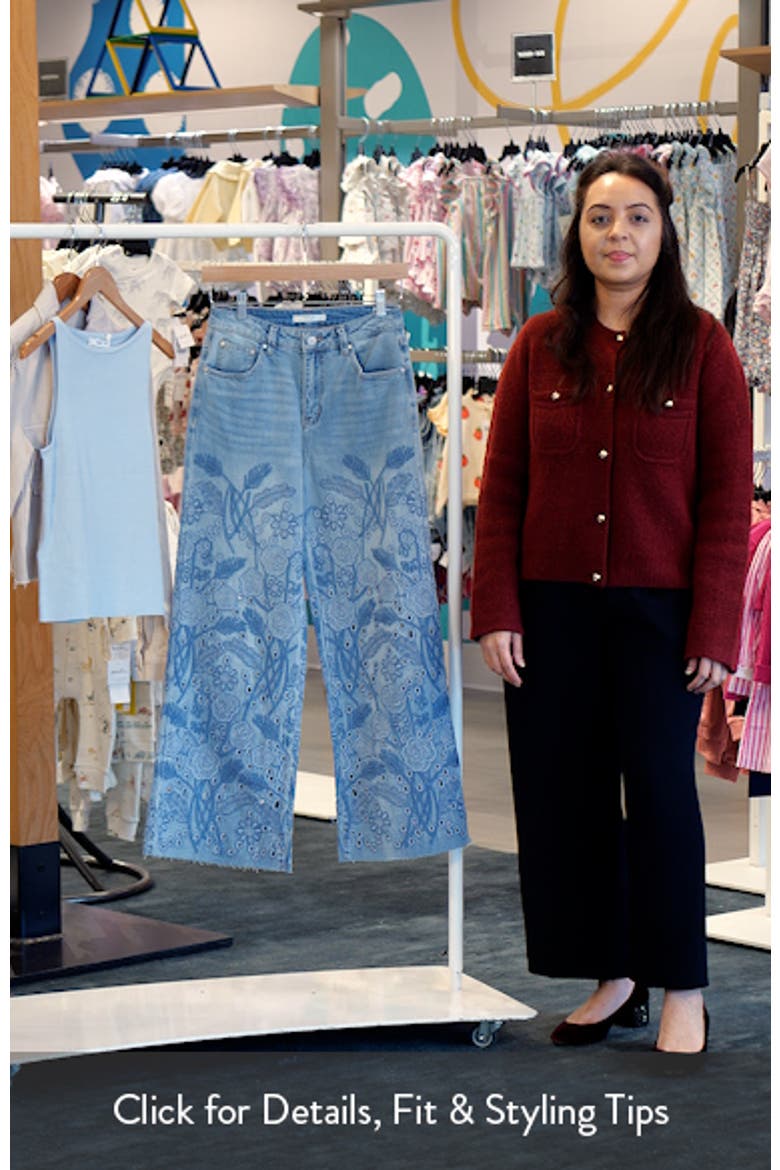 Embroidered High Waist Wide Leg Jeans video