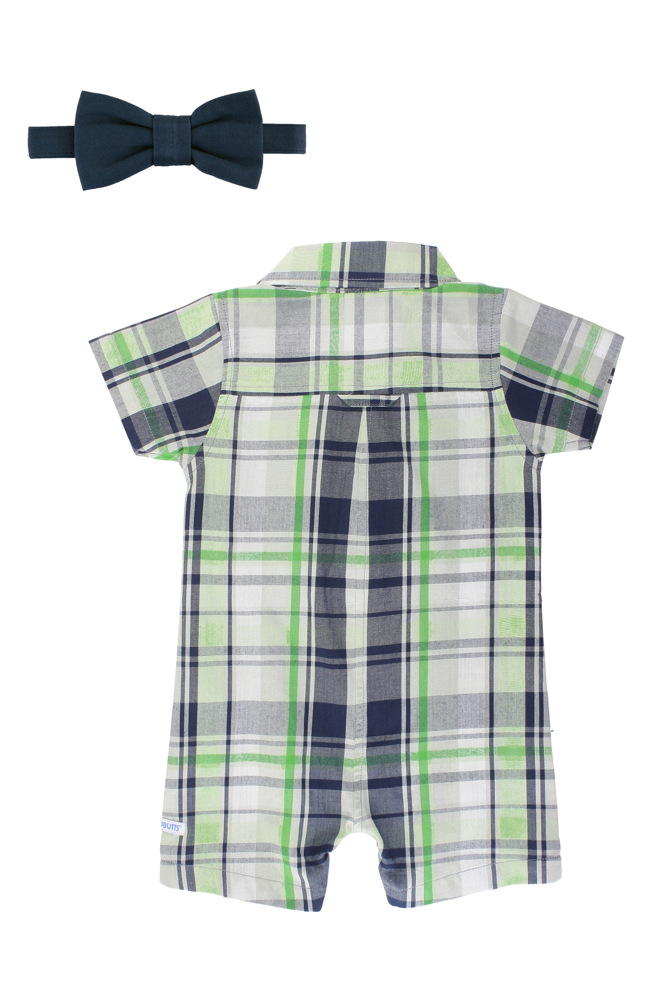 RuggedButts Plaid Romper & Bow Tie Set (Men) | Nordstrom