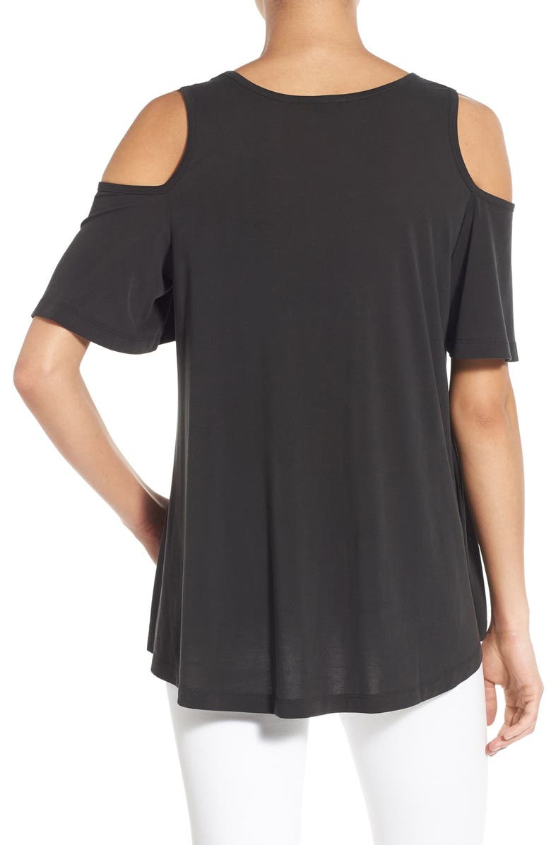 Bobeau Cold Shoulder Flutter Sleeve Top, Alternate, color, 