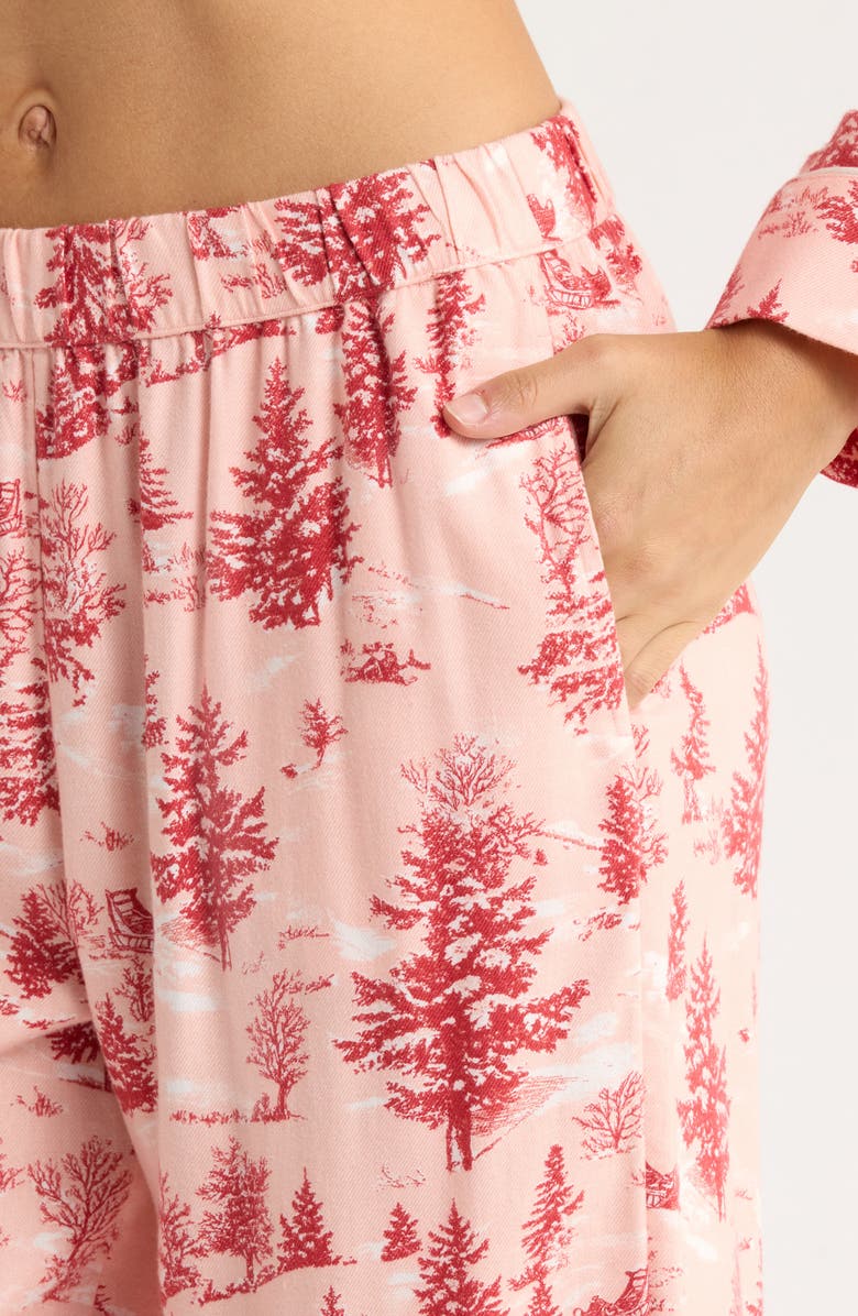 Nordstrom Cozy Cotton Blend Flannel Pajamas, Alternate, color, Pink- Red Spruce Toile