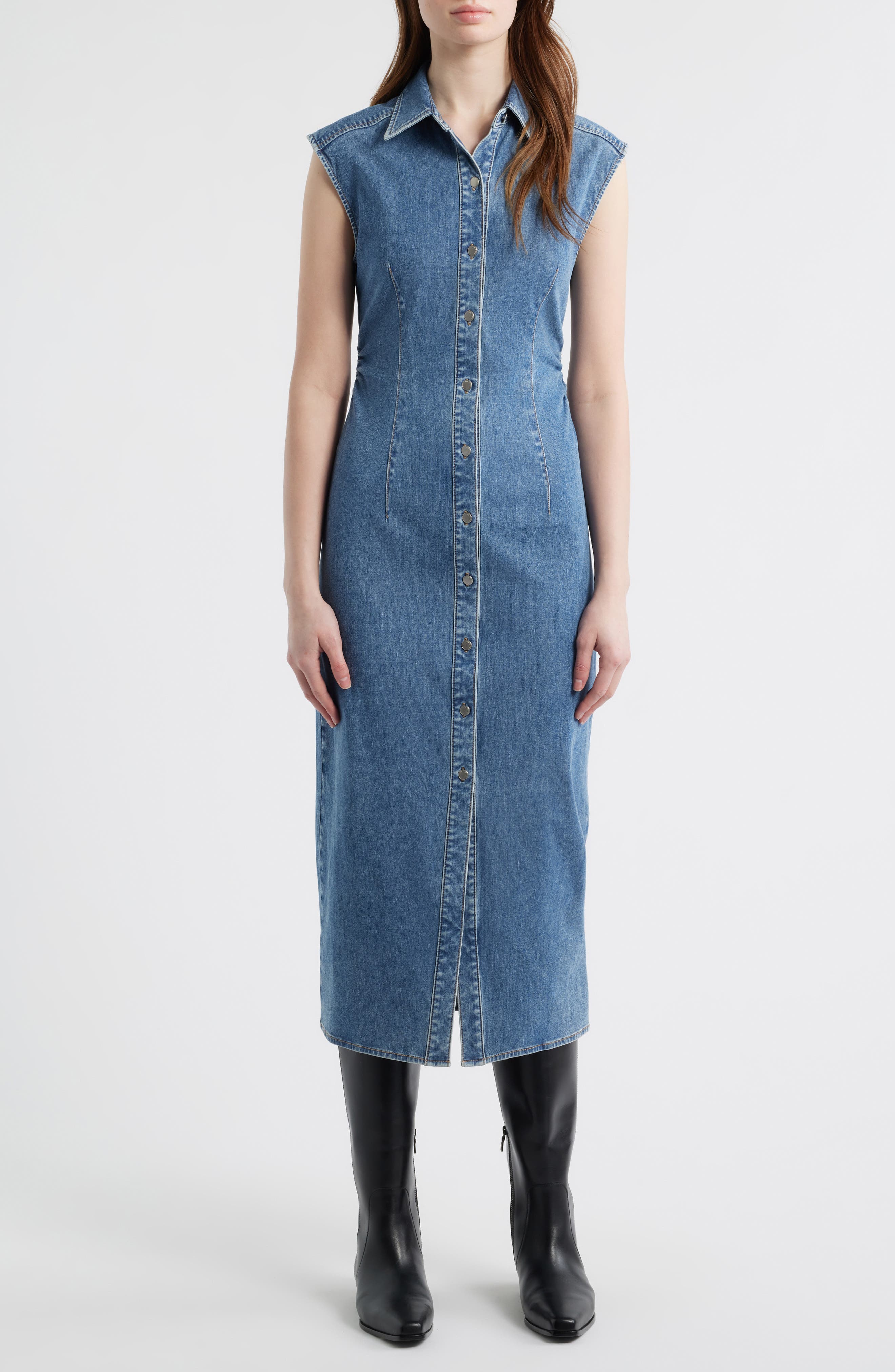 Leah Airflex Denim Midi Shirtdress