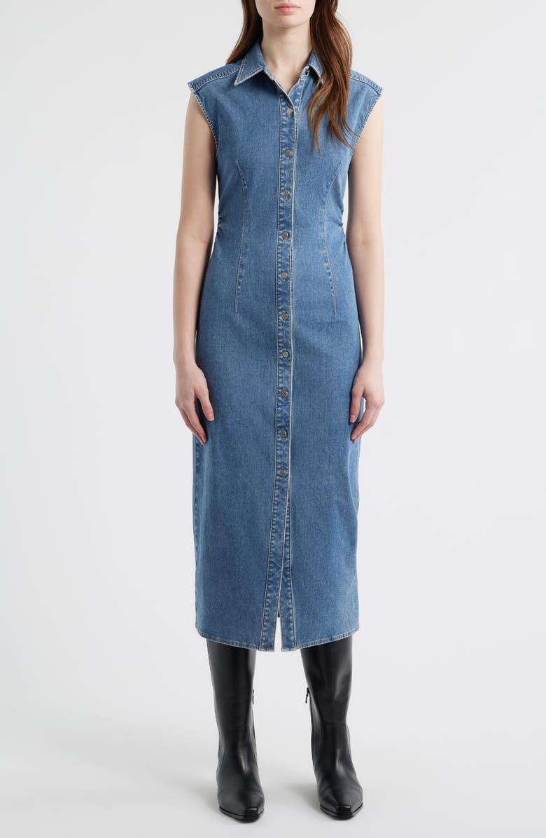 rag & bone Leah Airflex Denim Midi Shirtdress, Main, color, Fennie
