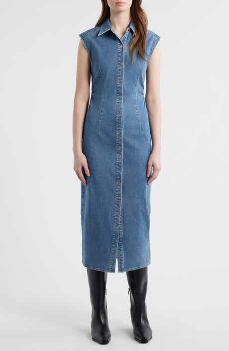 Leah Airflex Denim Midi Shirtdress
