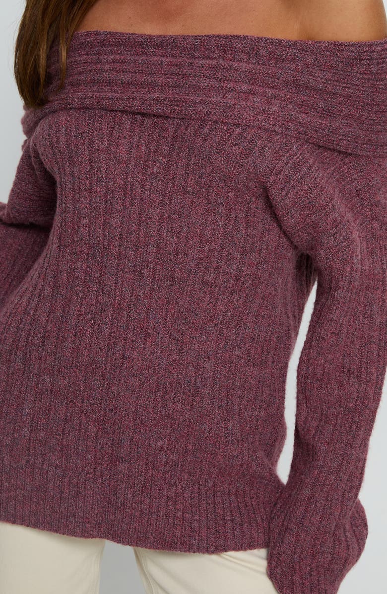 Princess Polly Snowie Off the Shoulder Sweater, Alternate, color, Pale Burgundy