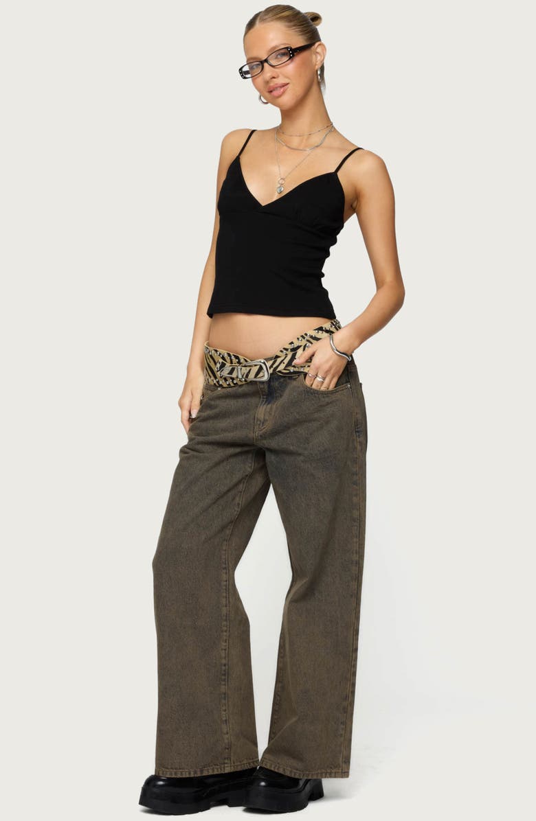 EDIKTED Zahra Low Rise Baggy Wide Leg Jeans, Alternate, color, Brown-Washed