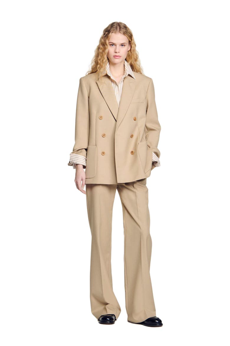 Double-breasted suit jacket, Alternate, color, Sand