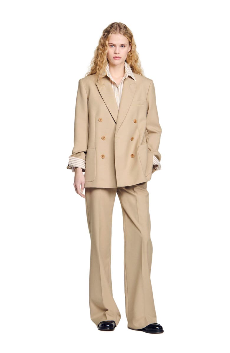 SANDRO Double-breasted suit jacket, Alternate, color, 